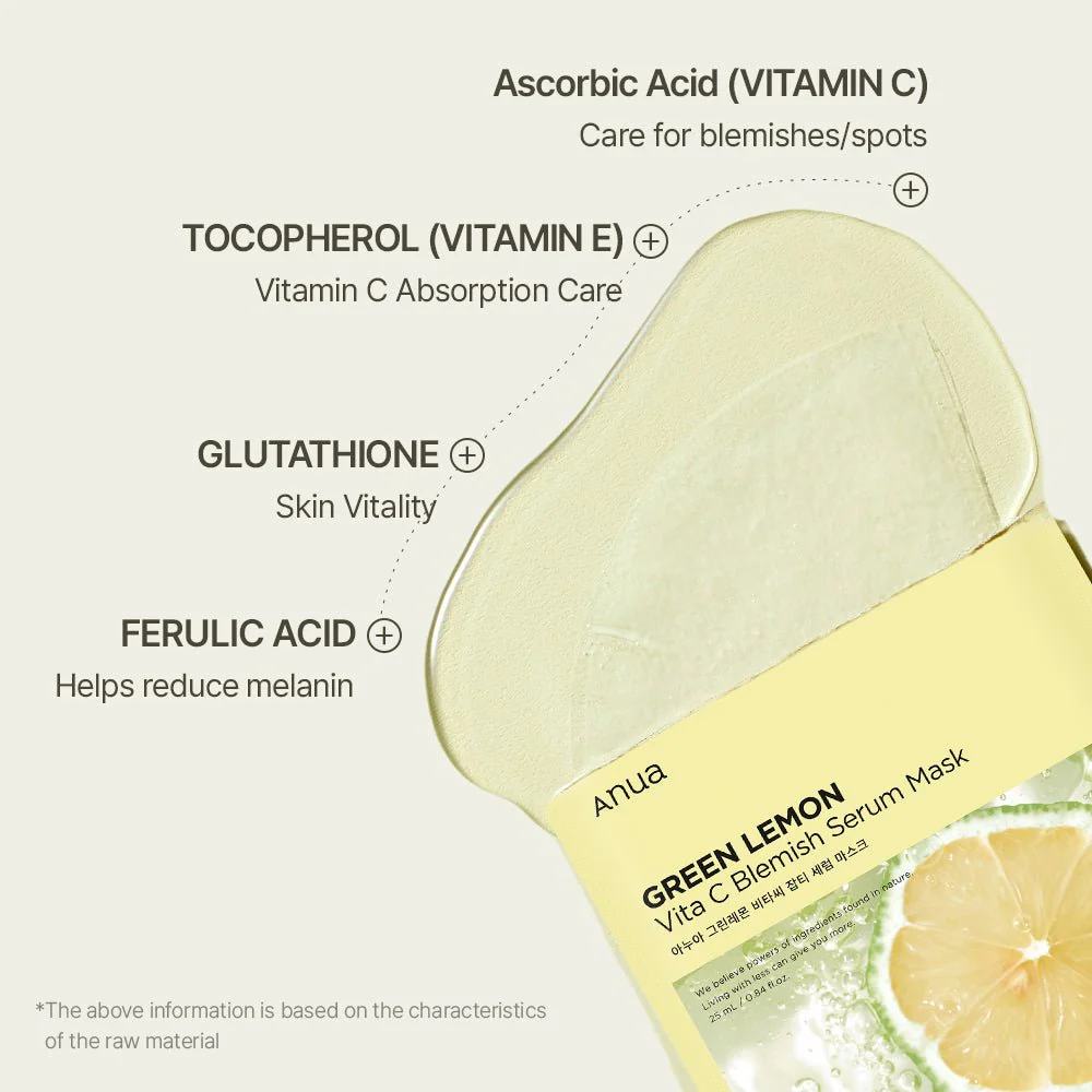 Anua Green Lemon Vita C Blemish Serum Mask 25ml - 1 PC - Image 4