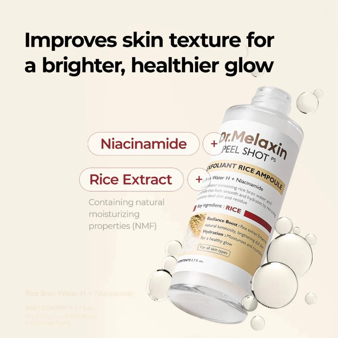 Dr.Melaxin Peel Shot Exfoliating White Rice Ampoule 80ml - Image 4