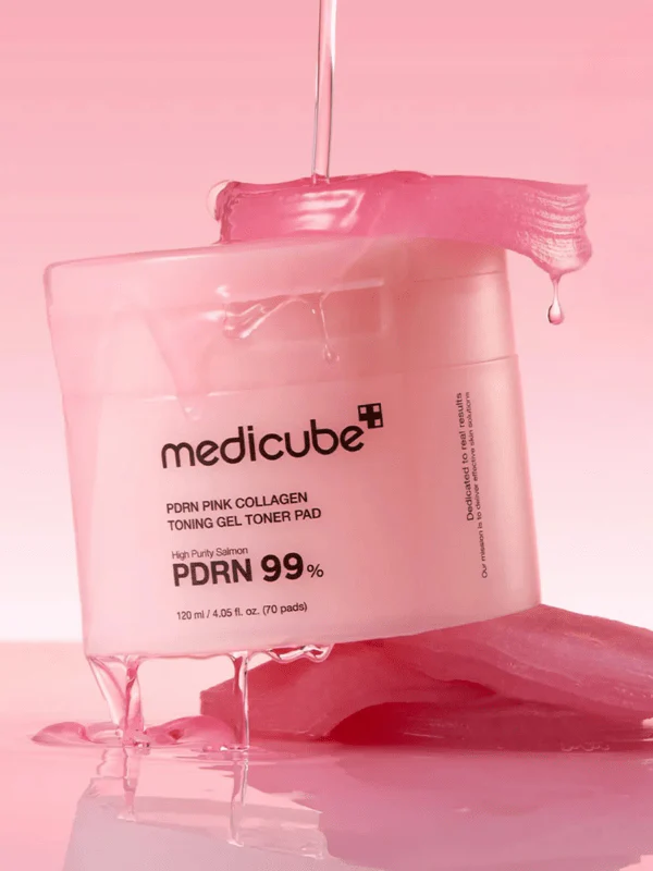 medicube PDRN Pink Collagen Toning Gel Toner Pad 120ml / 70pads - Image 3