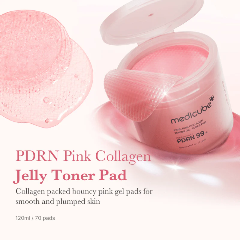 medicube PDRN Pink Collagen Toning Gel Toner Pad 120ml / 70pads - Image 4