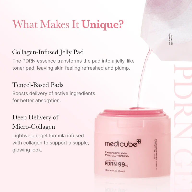 medicube PDRN Pink Collagen Toning Gel Toner Pad 120ml / 70pads - Image 5