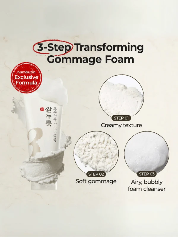 numbuzin No.3 Rice Enzyme Skin Softening Cleansing Foam 154g - Image 4