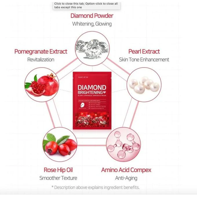 SOME BY MI Red Diamond Brightening Glow Luminous Ampoule Mask 1 PC - Image 3